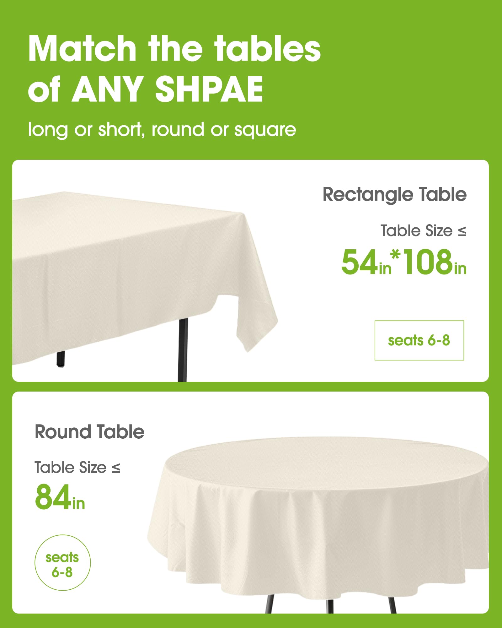 Pureegg tablecloth 10-pack display for budget-friendly event coverage.