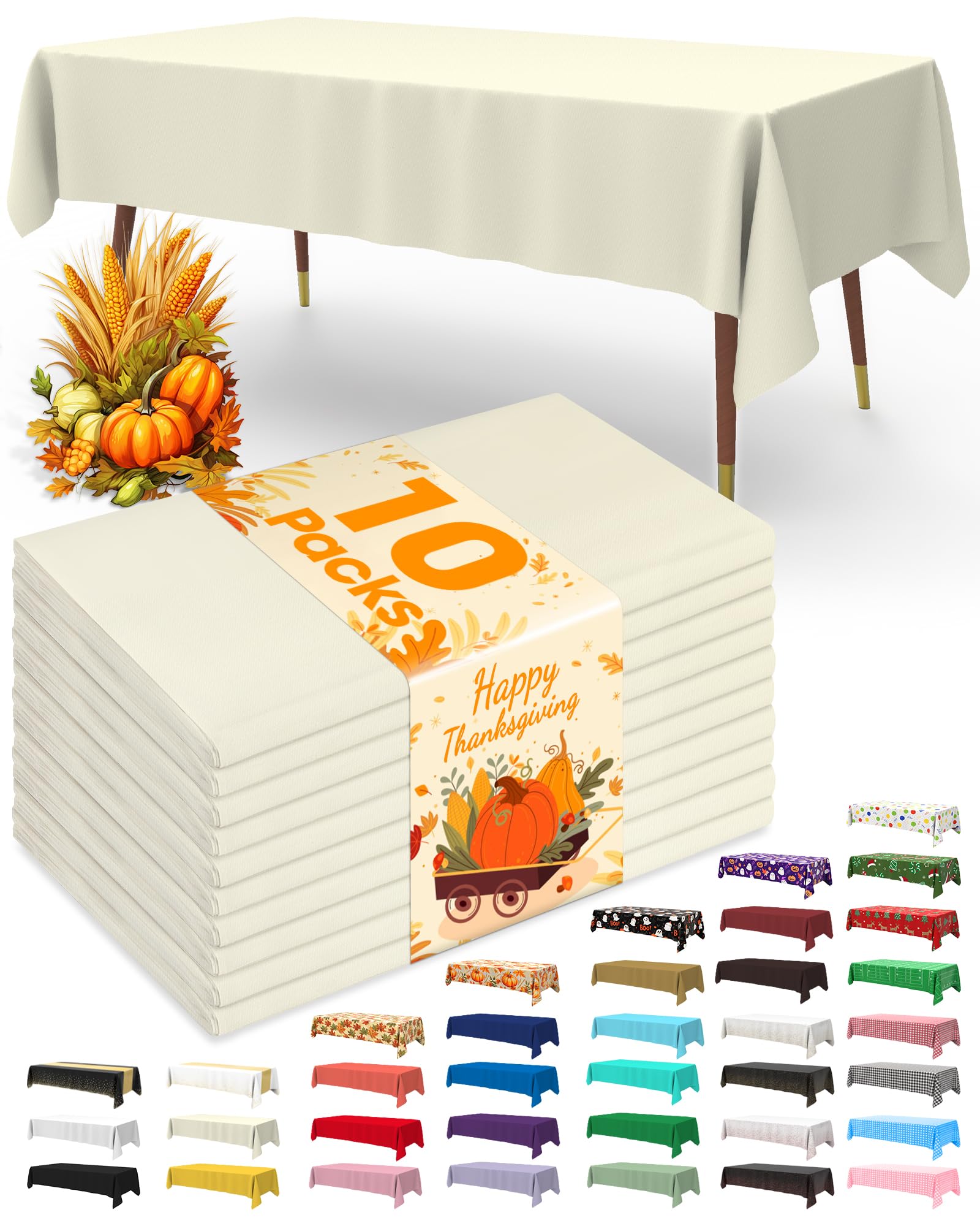Pureegg tablecloth 54x108 cream rectangle setup protects surfaces during meals.