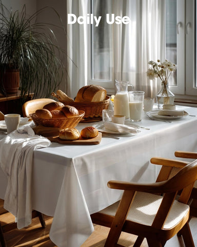 Easy cleanup with Pureegg disposable tablecloth after spills