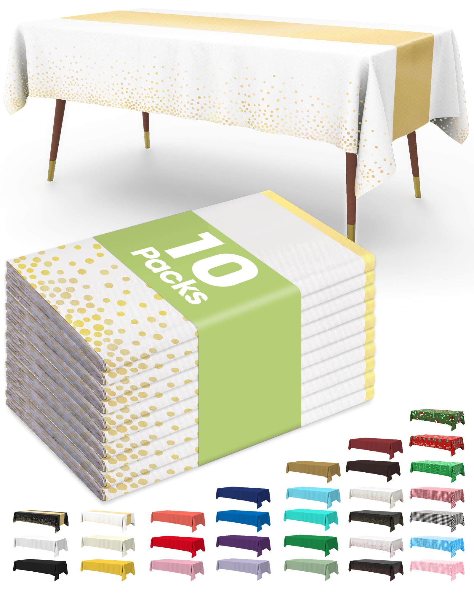 Pureegg white-gold tablecloth on a 54 by 108 inch rectangle table for an elegant setup