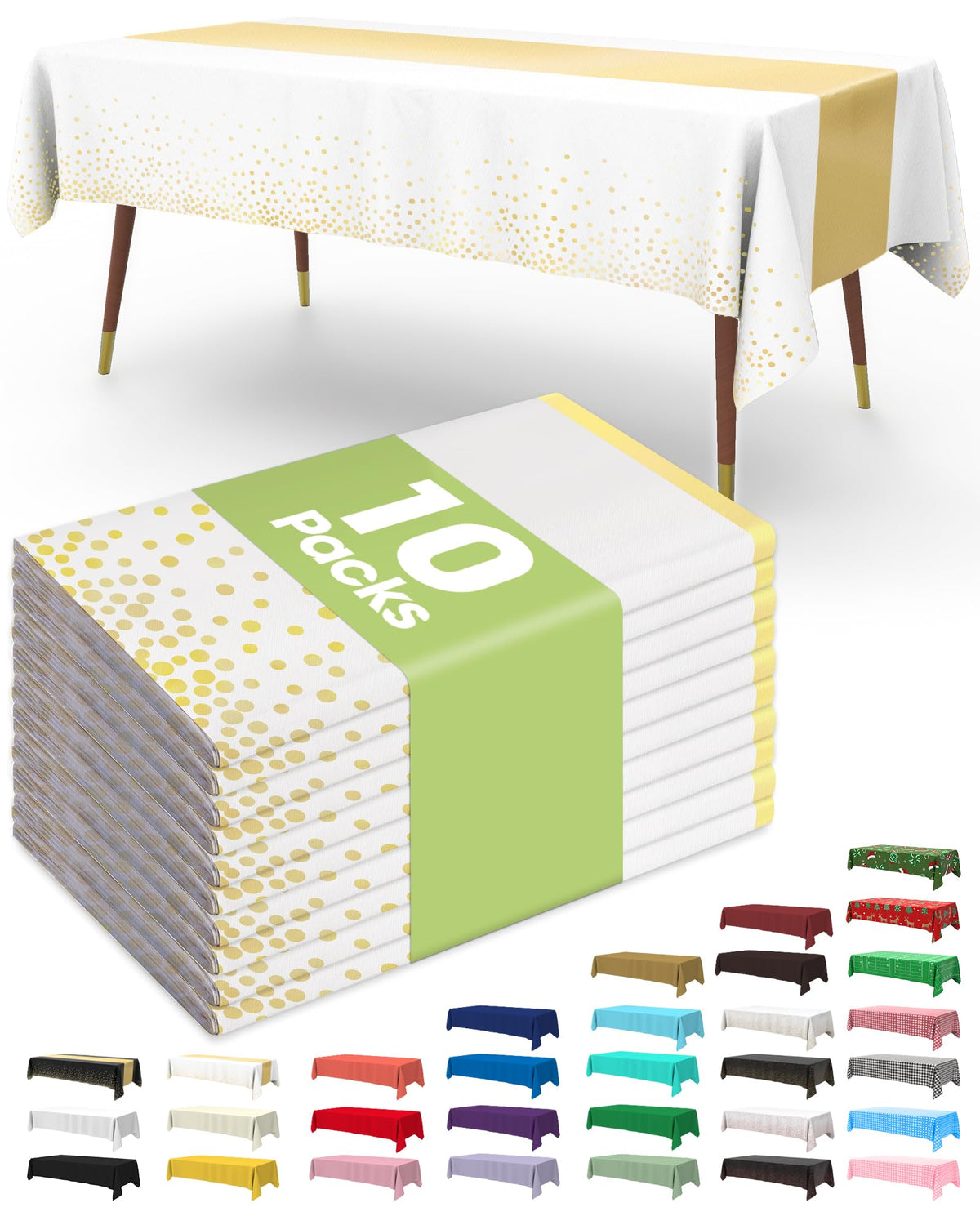 Pureegg white-gold tablecloth on a 54 by 108 inch rectangle table for an elegant setup