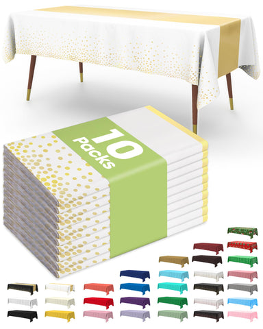 Pureegg white-gold tablecloth on a 54 by 108 inch rectangle table for an elegant setup