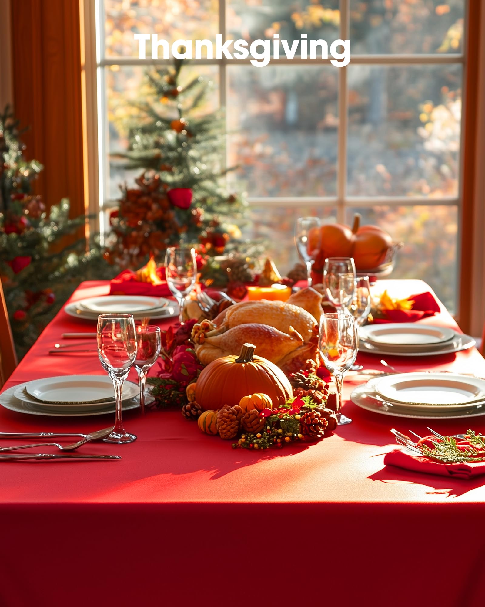 Pureegg red tablecloth enables quick cleanup after celebrations
