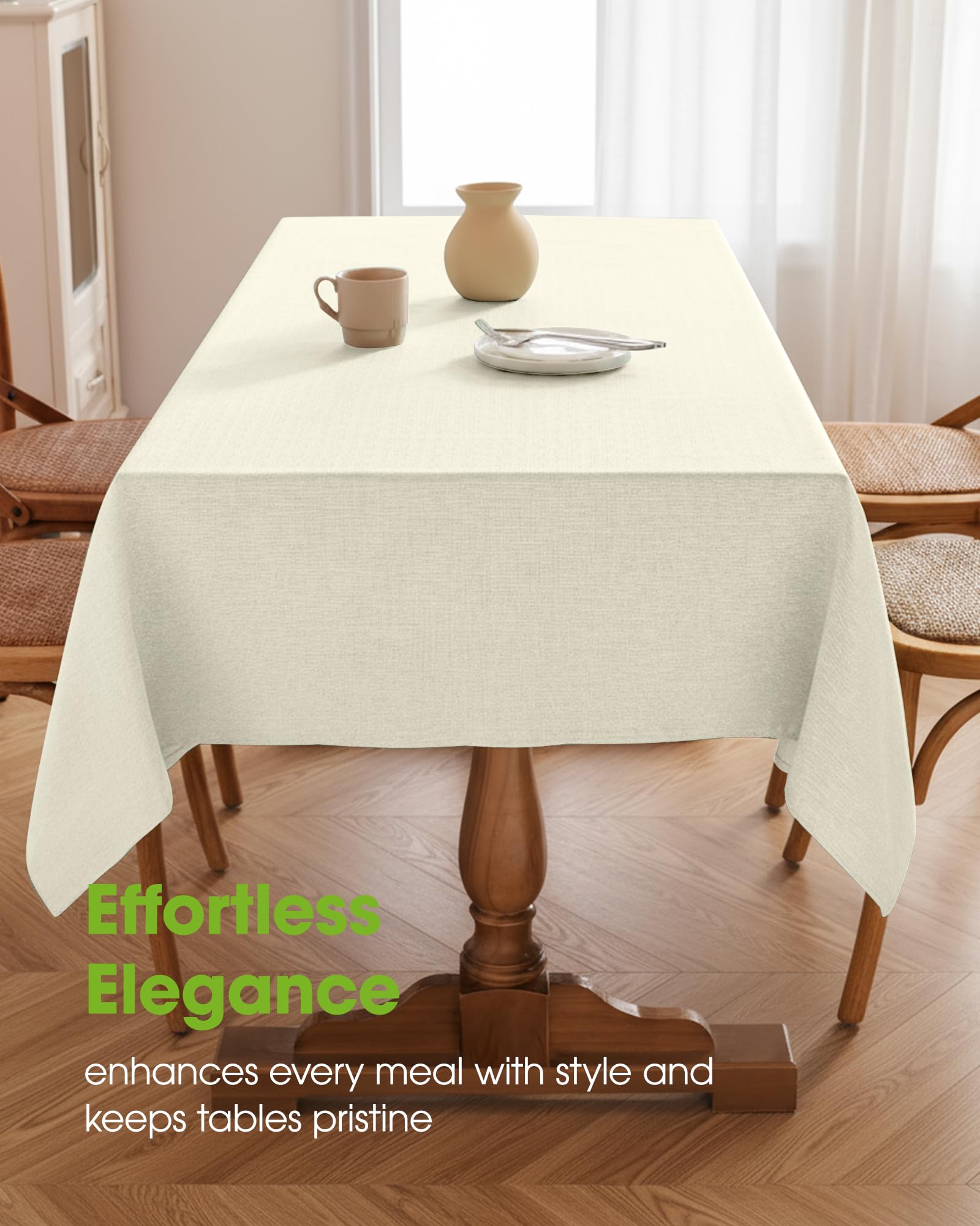 Pureegg tablecloth with stain-resistant fabric keeps dining surfaces clean after celebrations