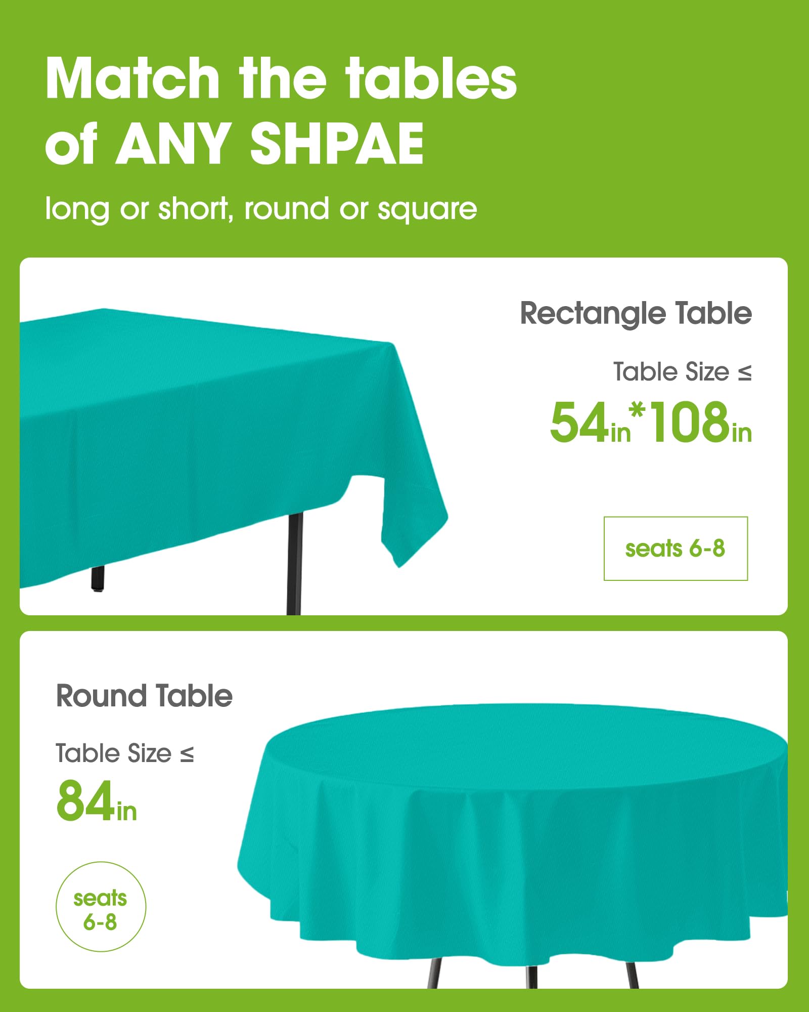 Pureegg teal tablecloth on a dining table protecting surface from spills