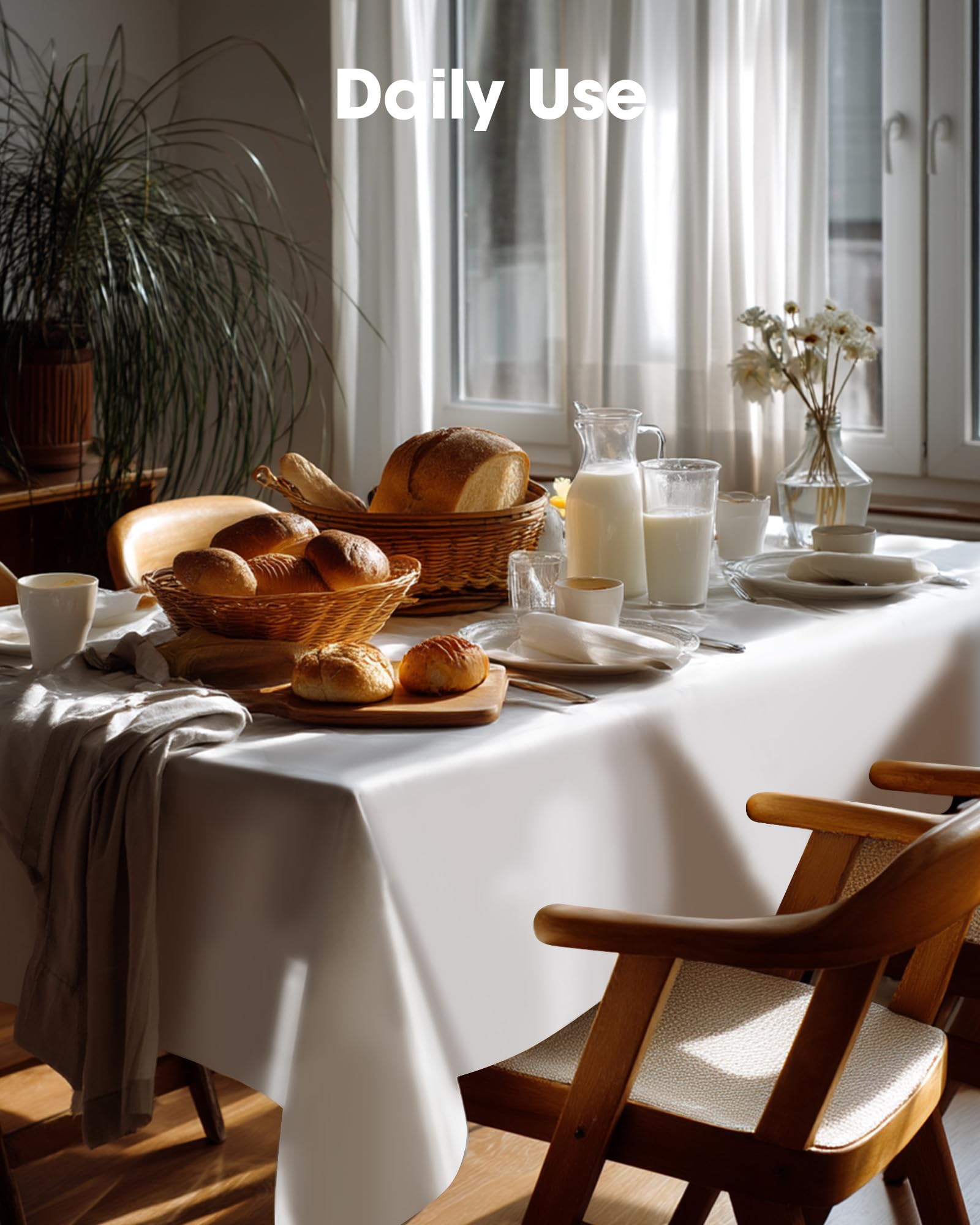 Pureegg white table cover on dining setup for everyday events.