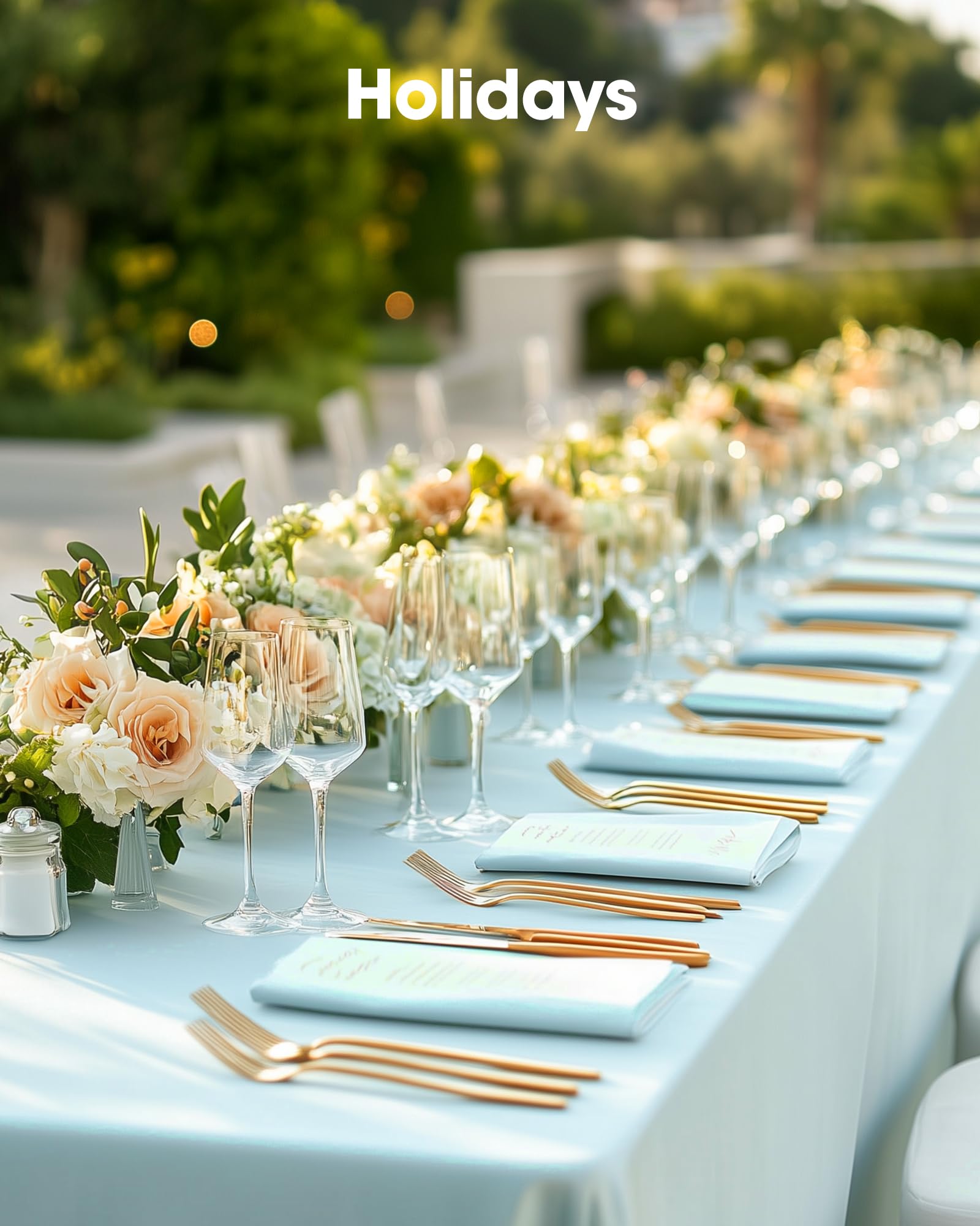Pureegg universal-fit tablecloth suits many table shapes and sizes.