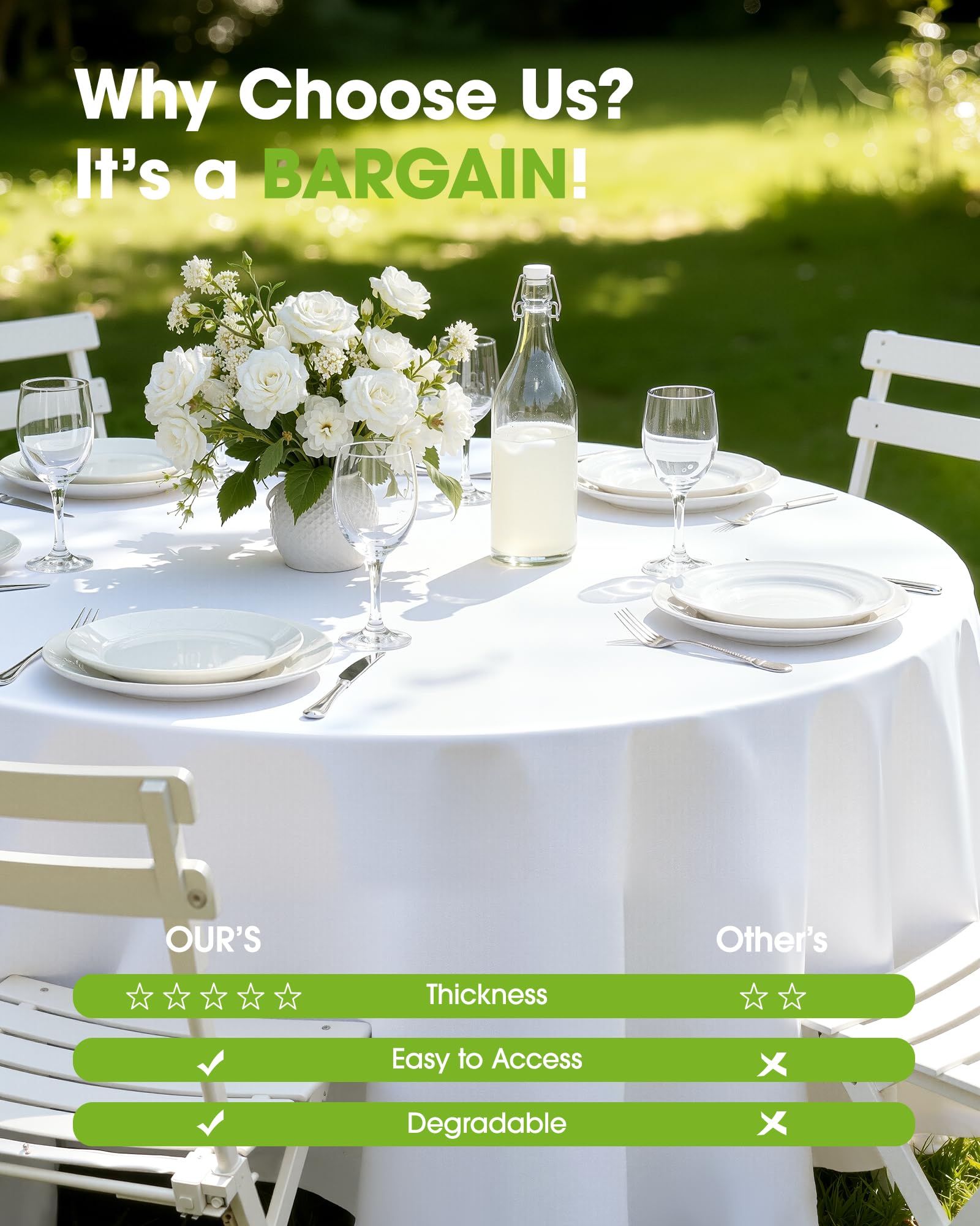 Pureegg wedding dinner tablecloth in pure white for elegant tables