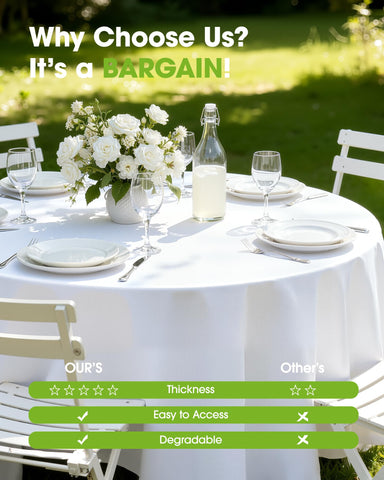 Pureegg wedding dinner tablecloth in pure white for elegant tables