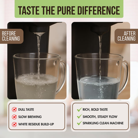 PUREHQ Coffee Descaler mixing step, easy dilution for safe home use.