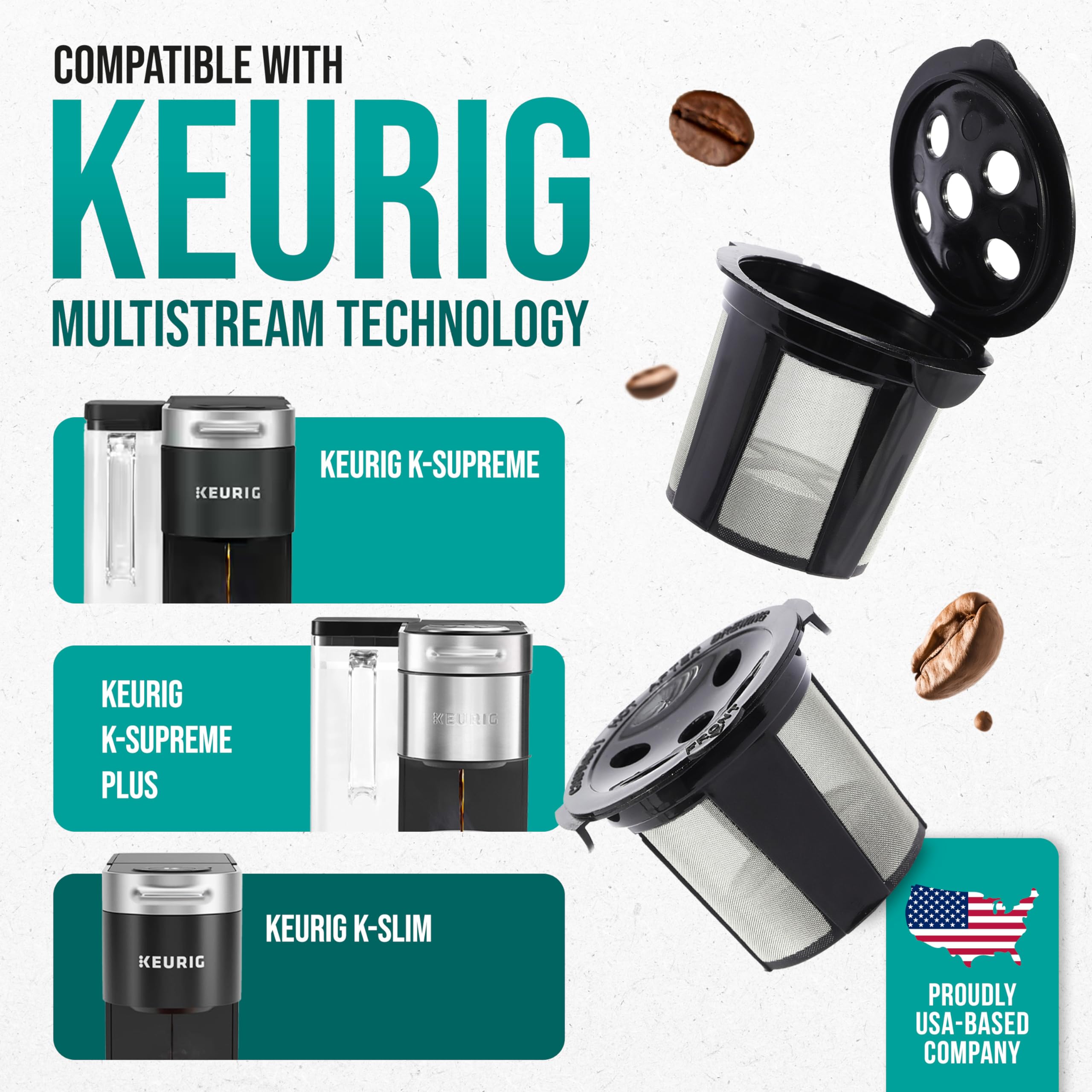 PUREHQ reusable K Cup for Keurig K Slim ensuring even water dispersion.