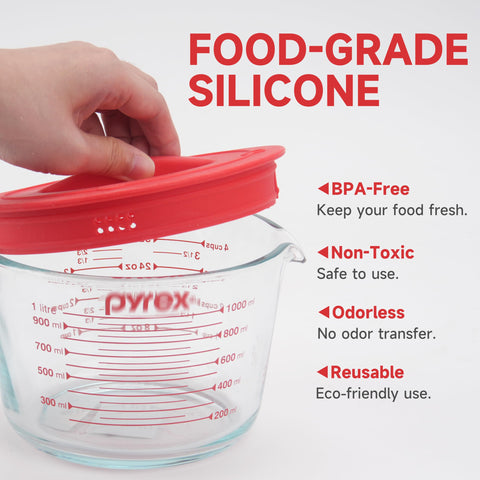 Purekra silicone lid for 4-Cup Pyrex with tight seal.