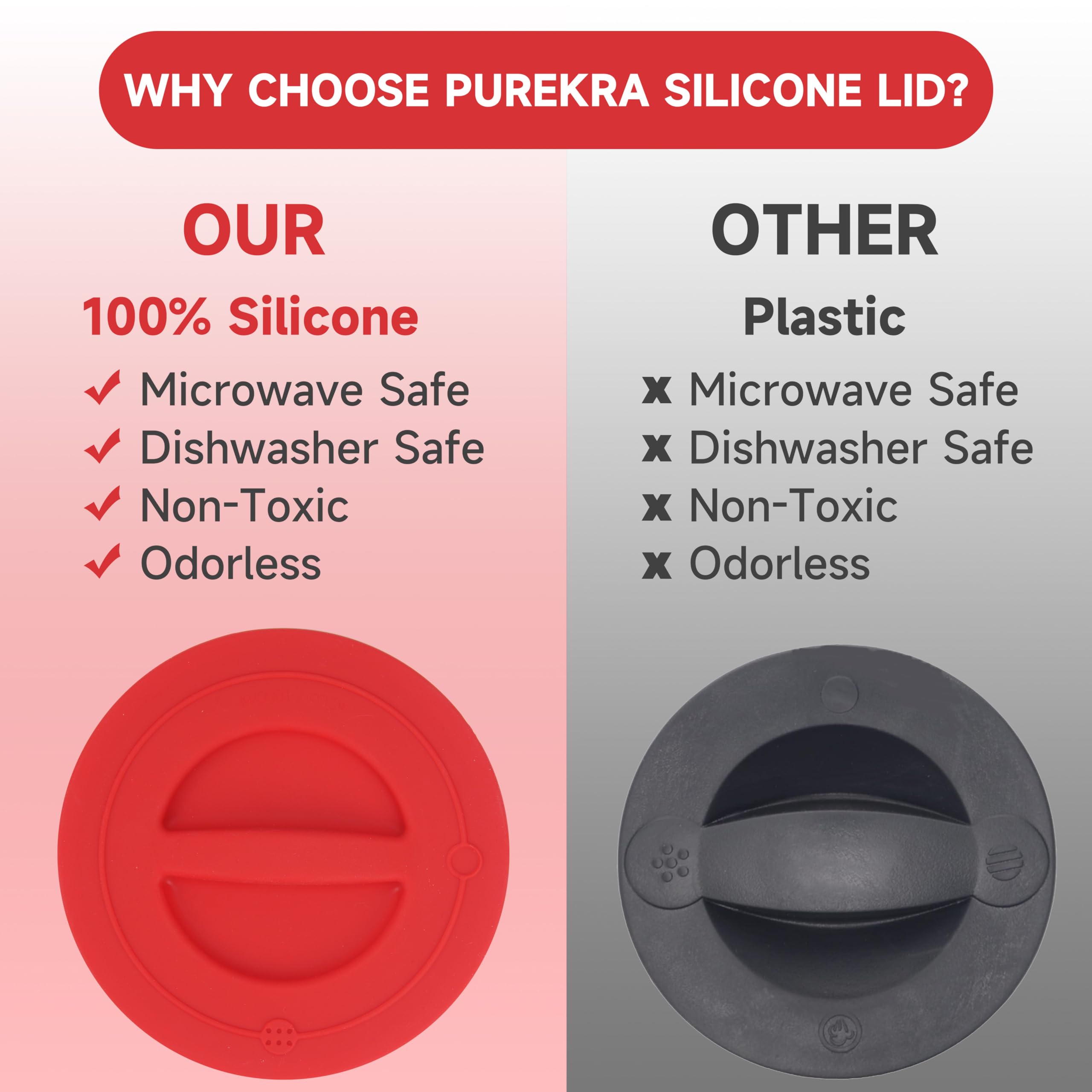 Purekra lids tolerate microwave heating for quick reheats.