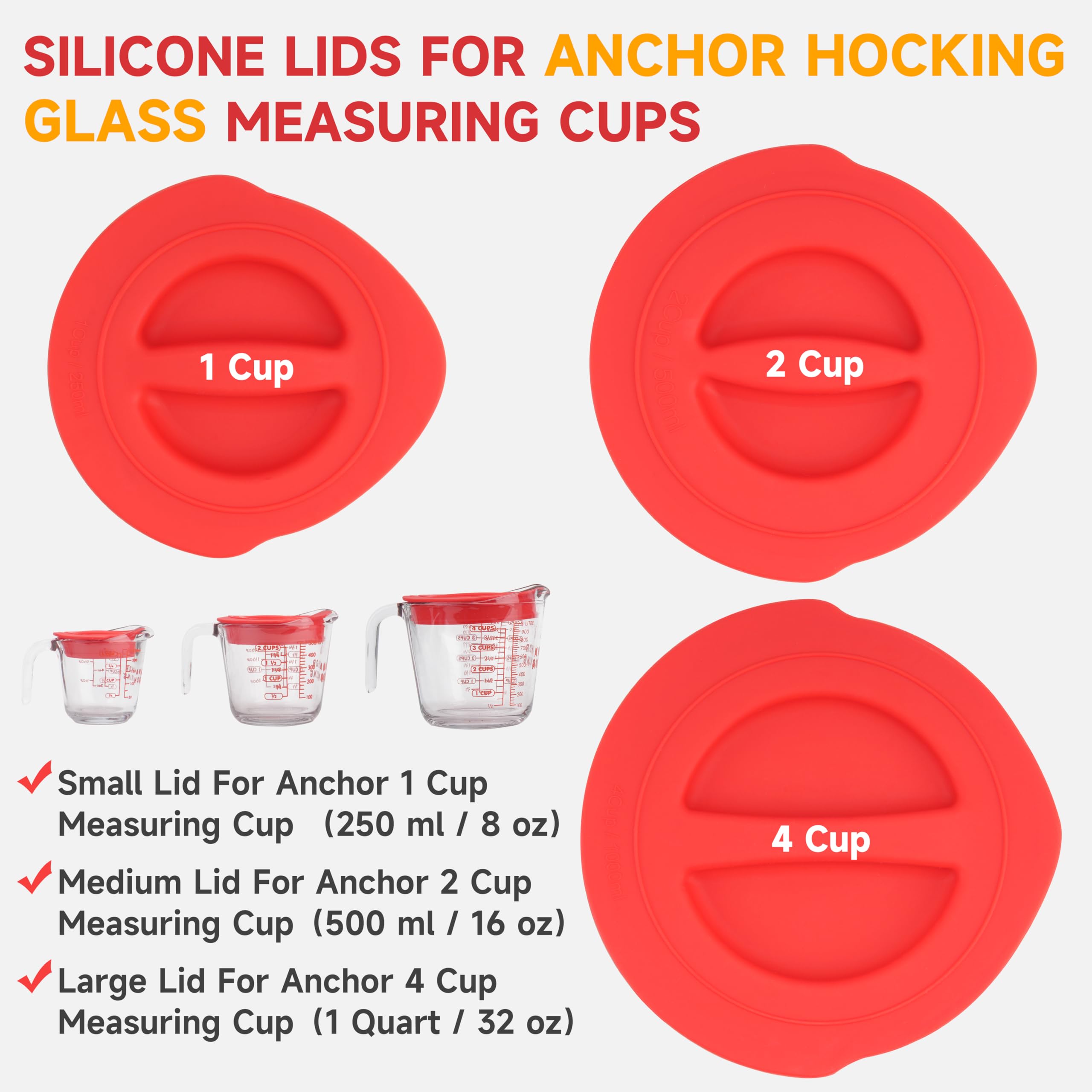 Purekra silicone lid for Anchor Hocking 2-Cup glass, reusable seal.