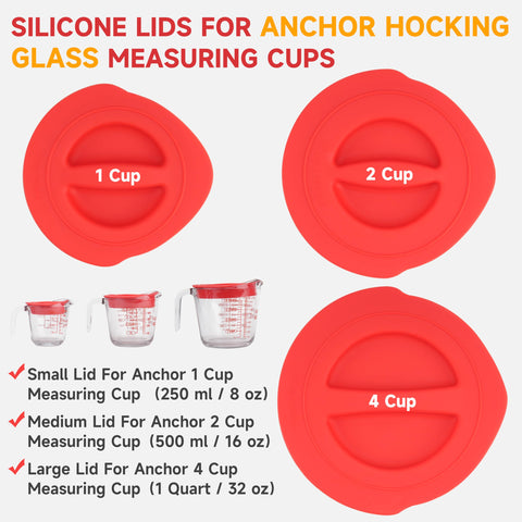 Purekra silicone lid for Anchor Hocking 2-Cup glass, reusable seal.