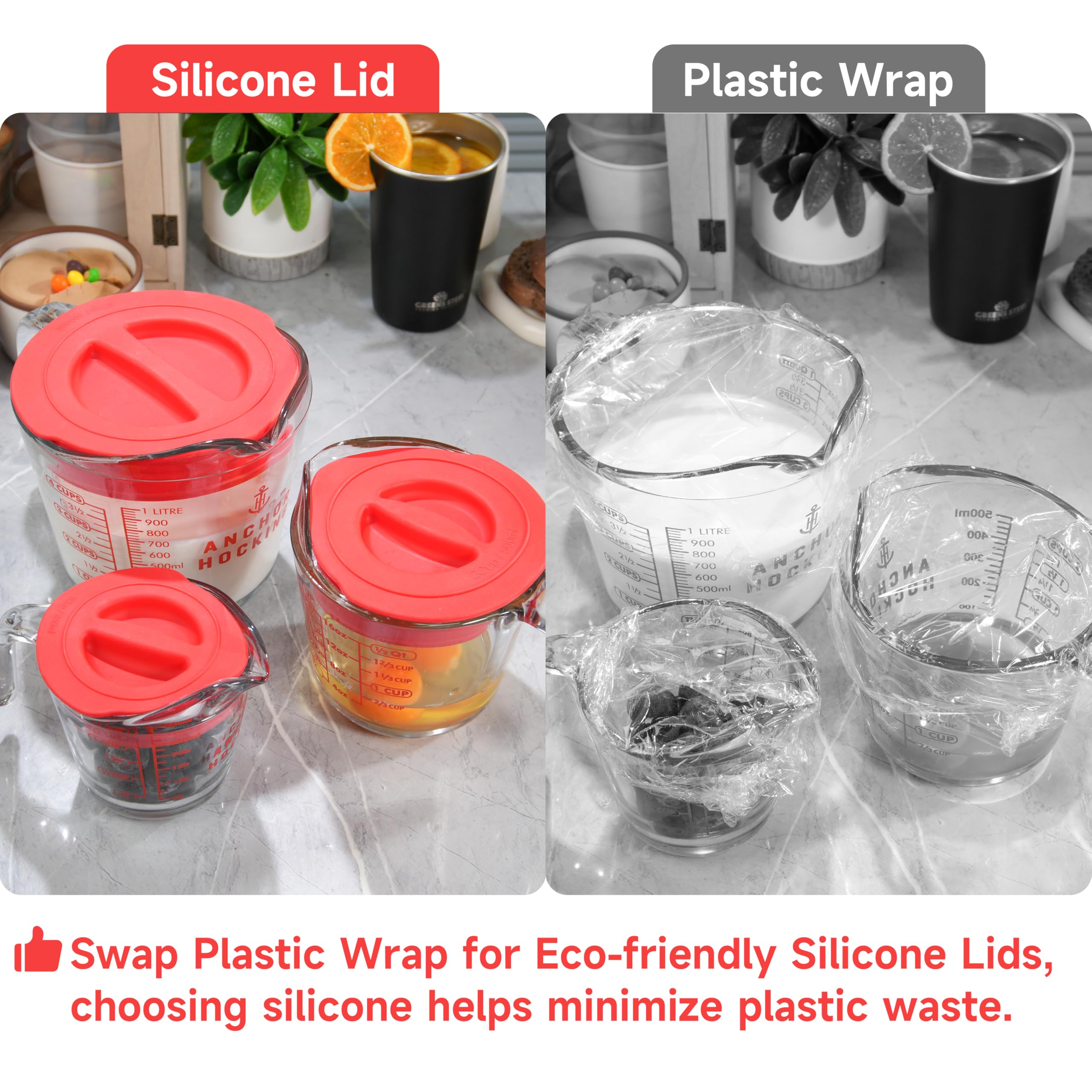 Purekra silicone lid for Anchor Hocking 4-Cup glass, snug fit.