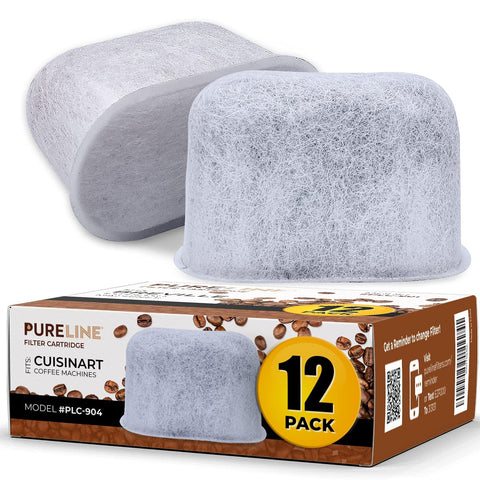 Pureline Cuisinart filter 12-pack box shown for easy replacement.