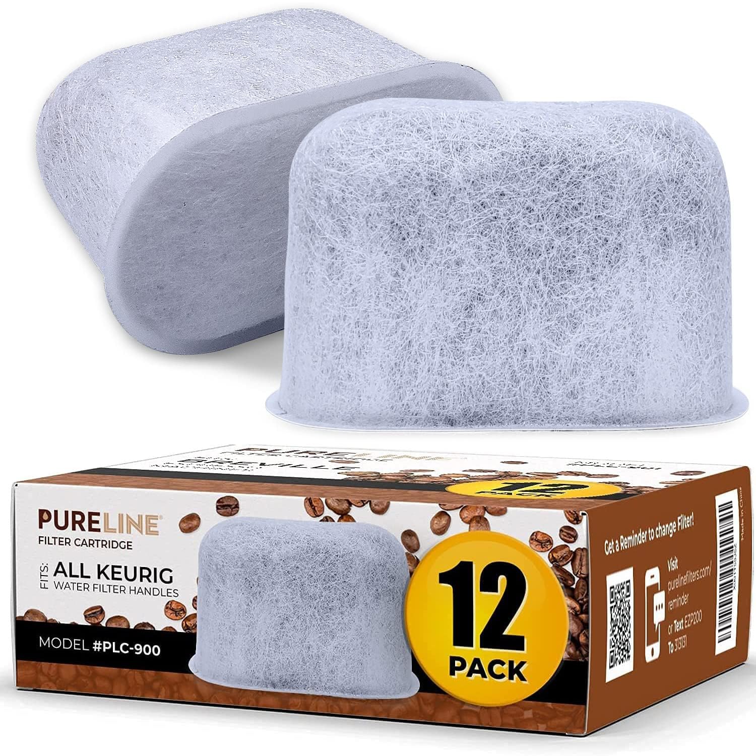PURELINE Keurig filter 12-pack box shows convenient packaging for quick restocks