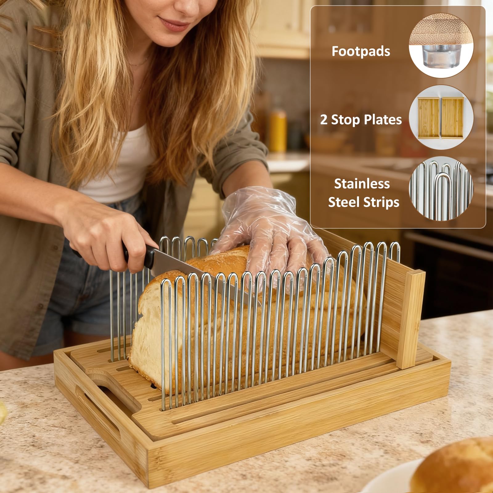 PURENJOY non-slip foot pads keep the slicer steady during use