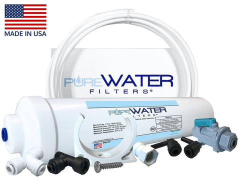 PureWater Filters kit-filtered-water-pour: steady, filtered water flow for quick brewer refills.