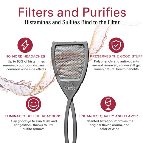 The Wand in action with a bottle, stirring to reduce sulfites and histamines.