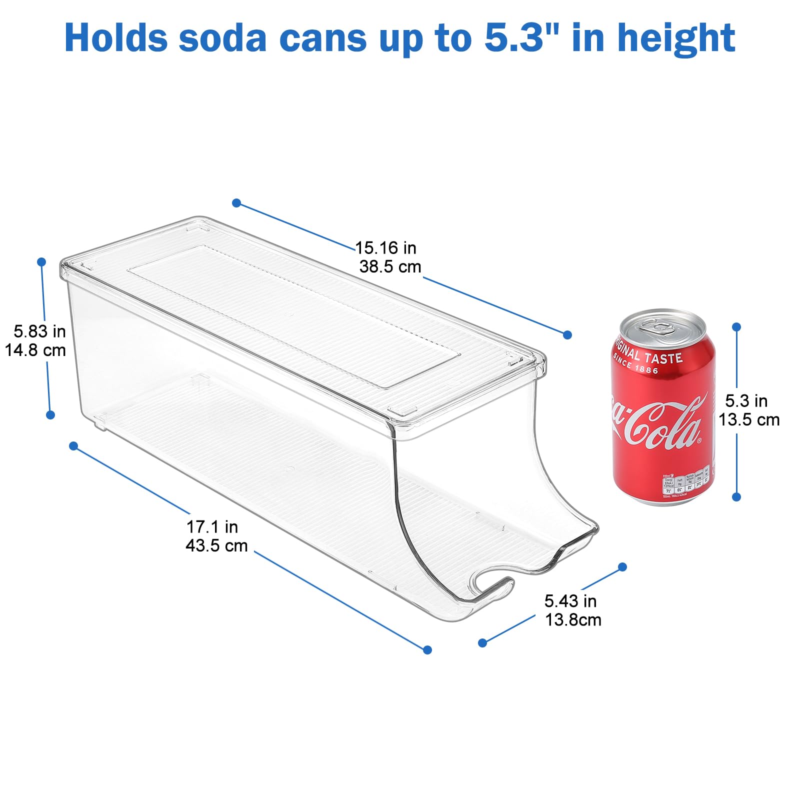 Puricon clear plastic storage bin with front cutout enables easy retrieval