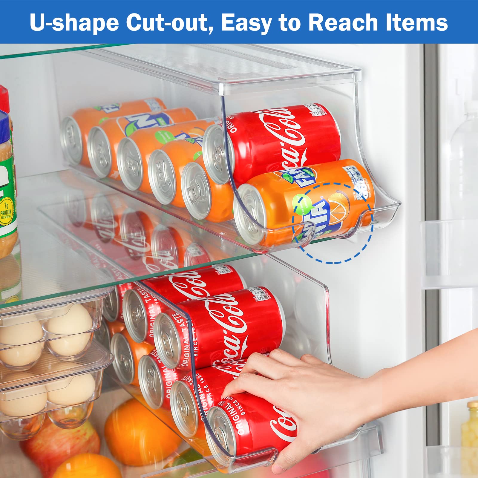 Puricon stackable beverage bin shows transparent to identify drinks at a glance