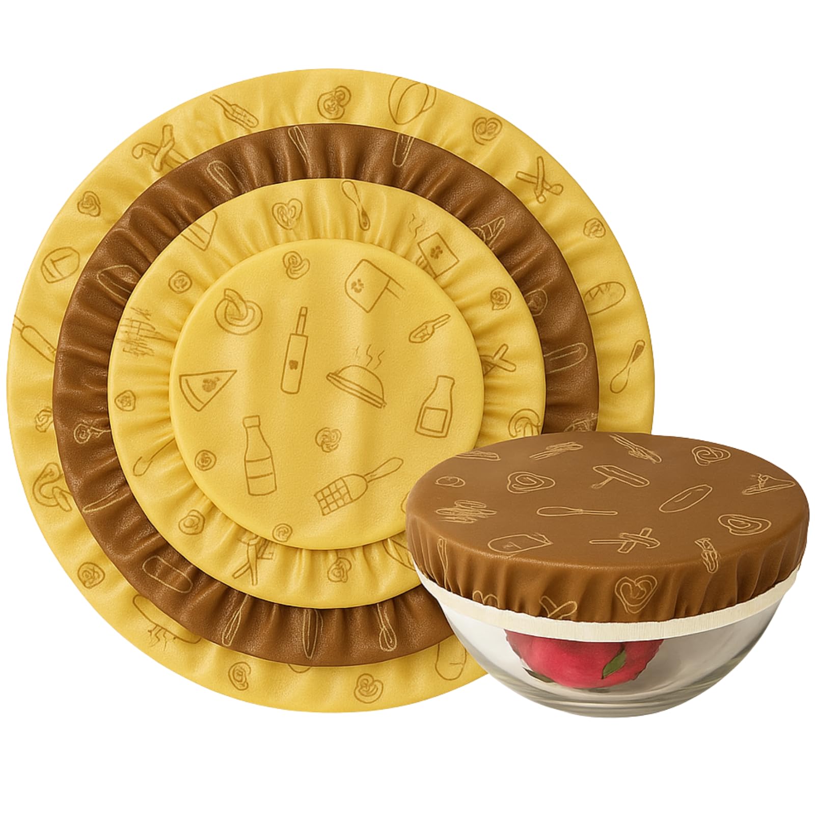 Purime beeswax bowl covers 5-pack on small bowls preserve freshness naturally
