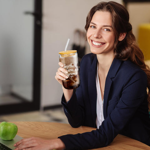 Purpeak mixed-style glass cups with reusable straws for convenience.
