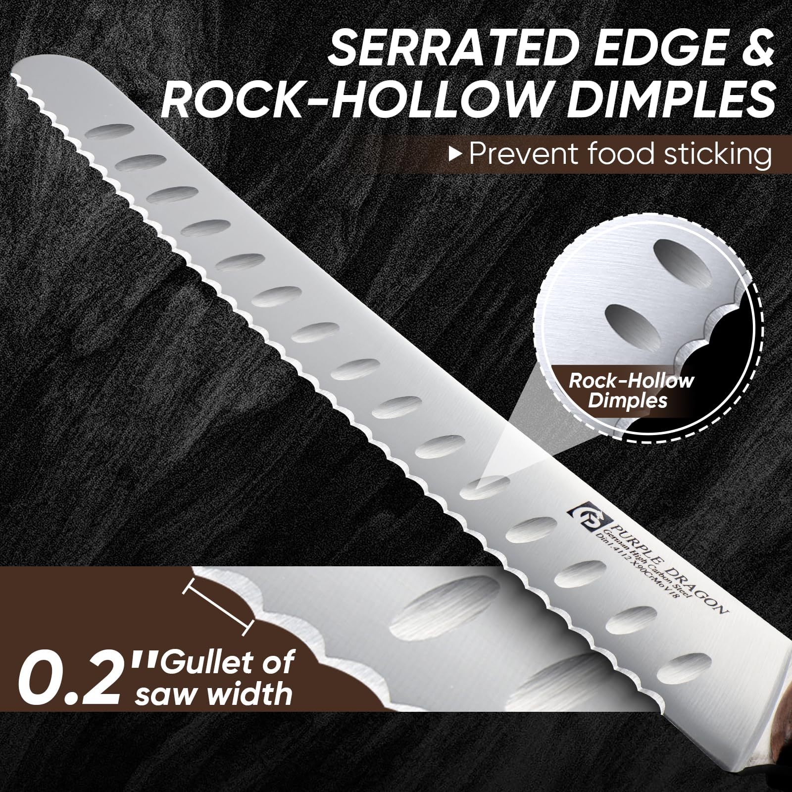 Purple Dragon bread knife ergonomic handle for comfortable daily use