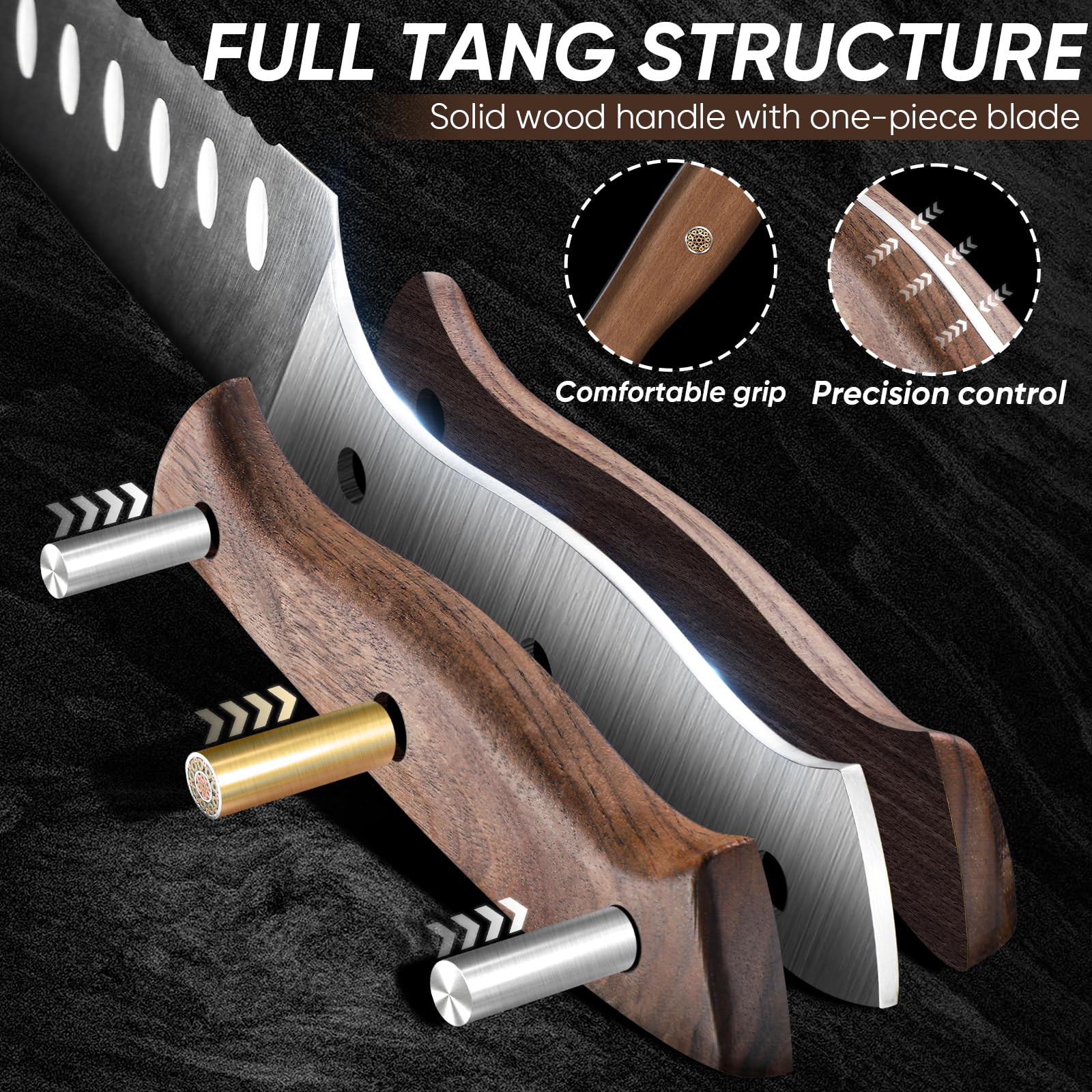 Purple Dragon bread knife showcasing ergonomic all-steel design and anti-fatigue curvature