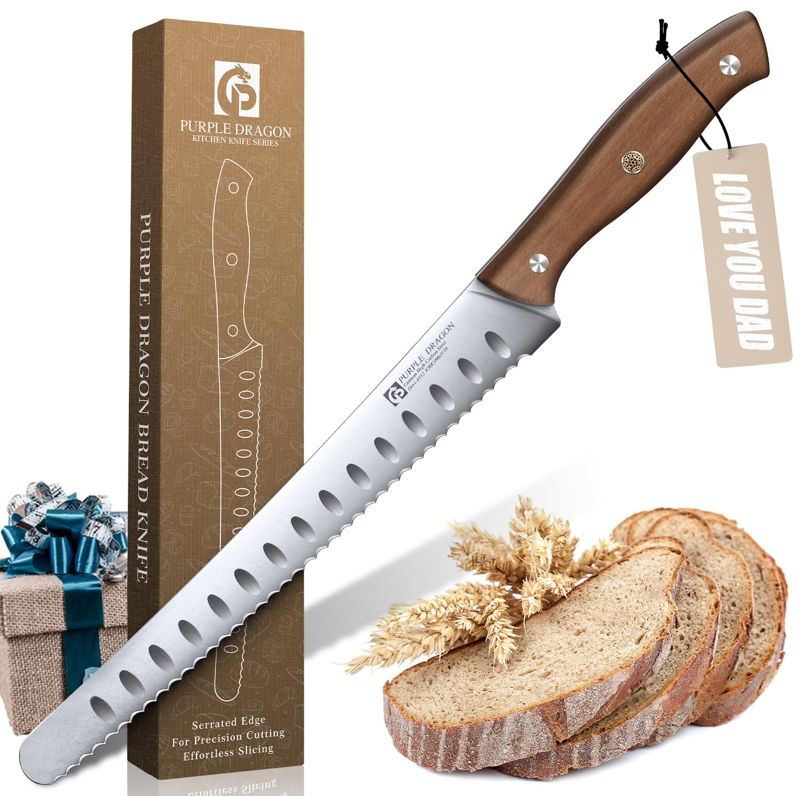 Purple Dragon bread knife makes a thoughtful kitchen gift for any home