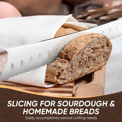 Purple Dragon bread knife versatile for bread, cakes, fruits, and vegetables