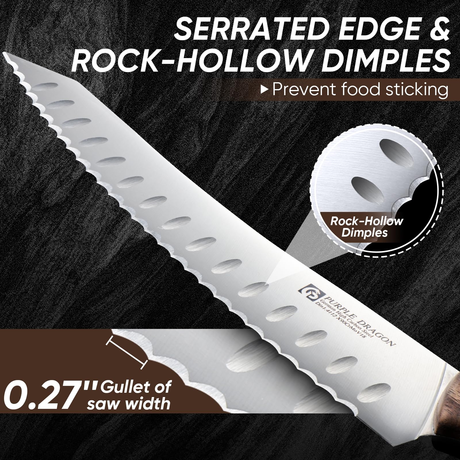 Purple Dragon gift box presentation of the bread knife