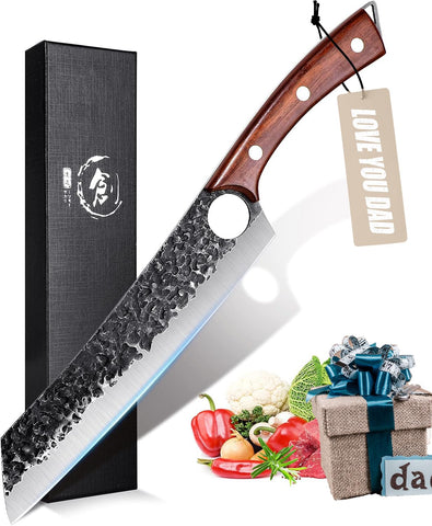 Purple Dragon gift-box packaging highlights premium kitchen knife.