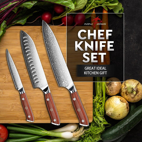 Purple Dragon premium gift packaging for a fine kitchen knife set