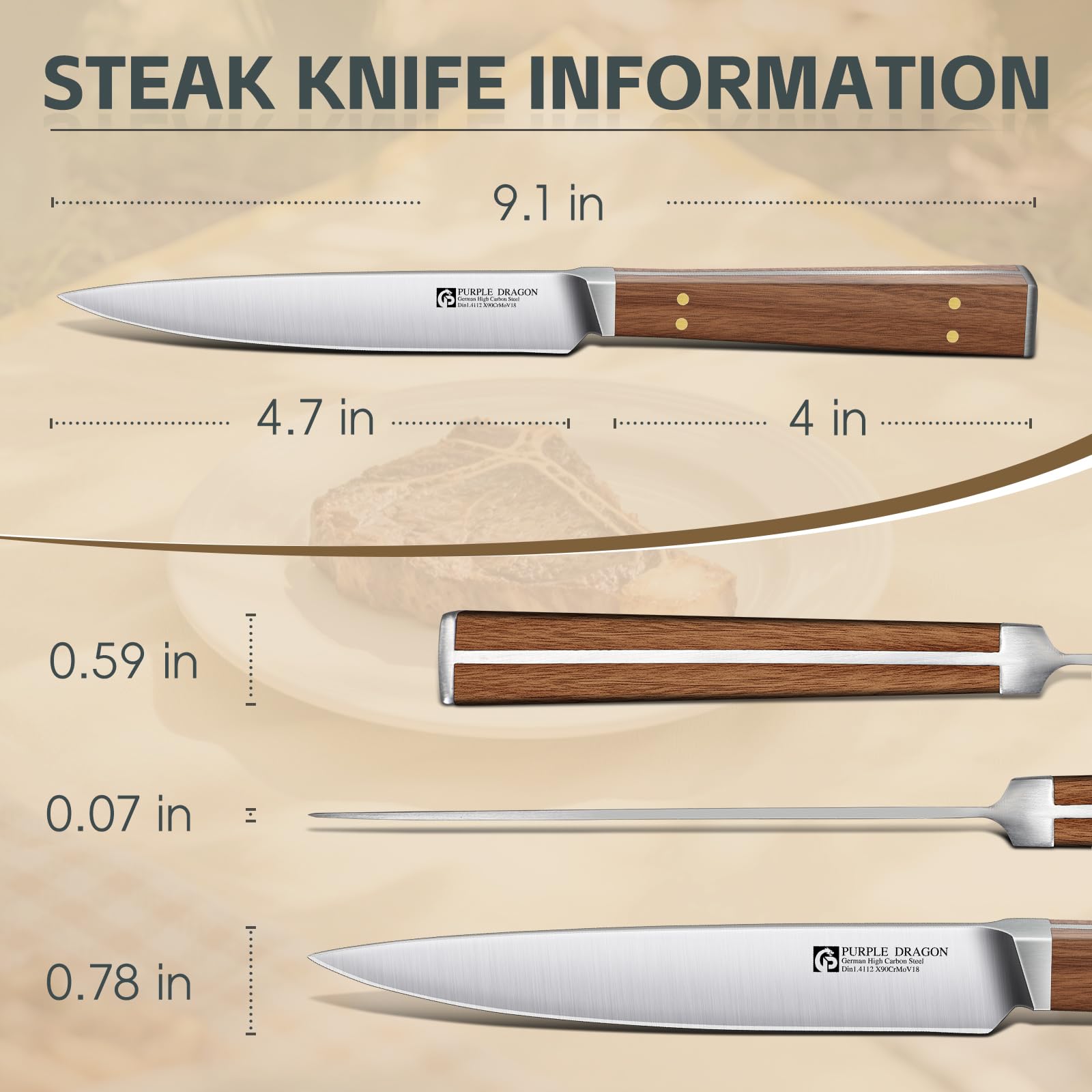 Purple Dragon high-carbon German steel blade delivers lasting sharpness