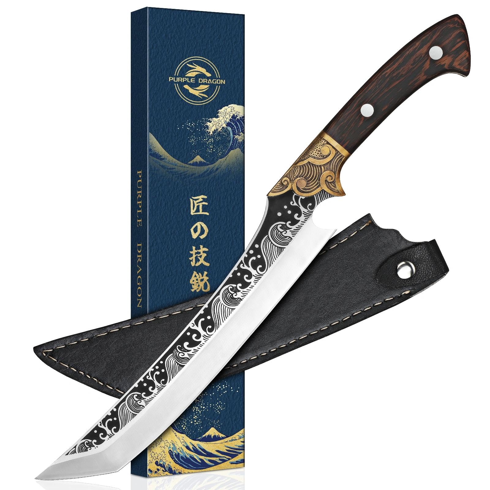 Purple Dragon slicing knife showcasing 8.86-inch blade for precise meat cuts.