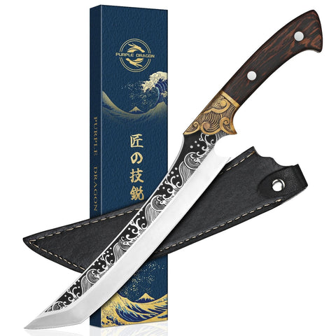 Purple Dragon slicing knife showcasing 8.86-inch blade for precise meat cuts.