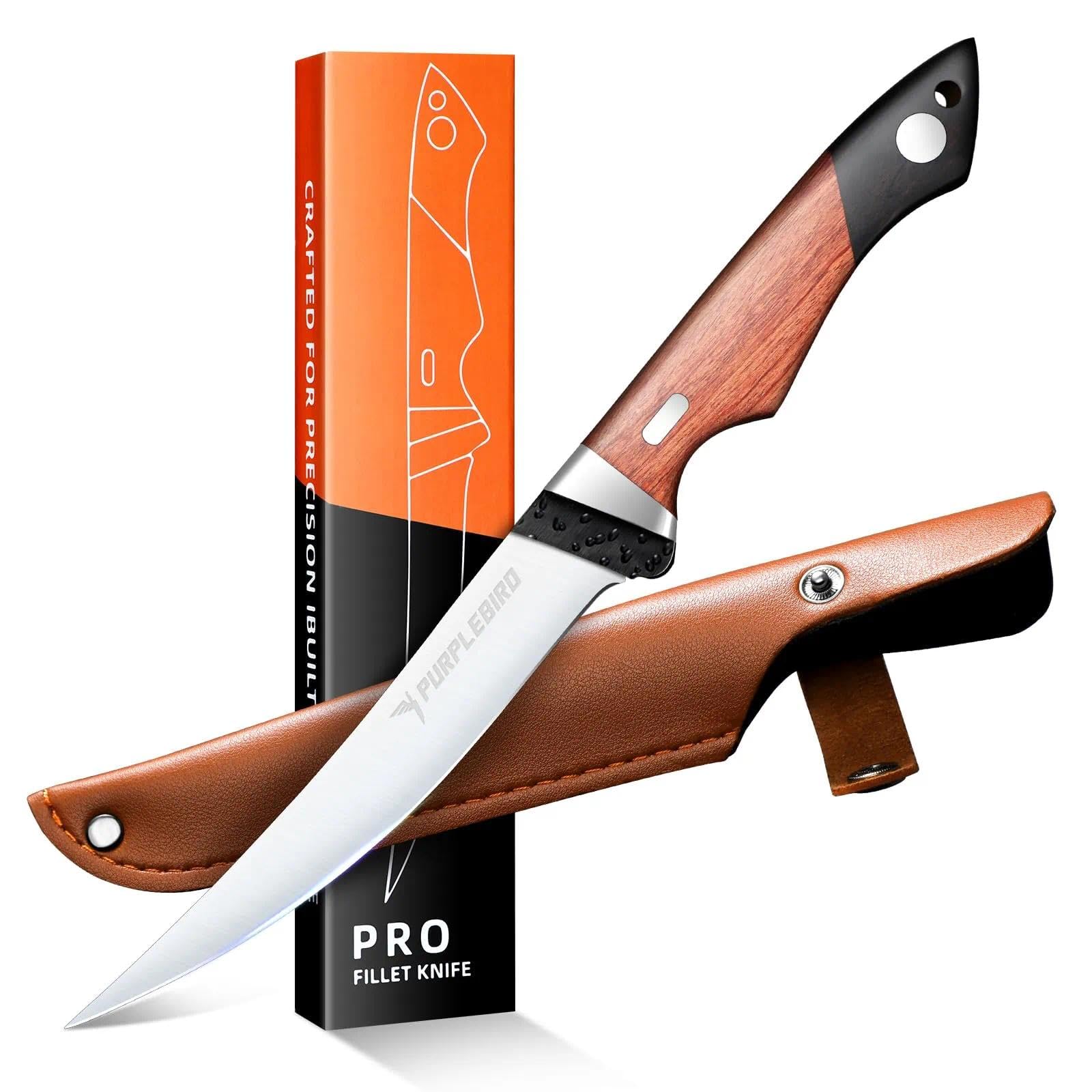 PURPLEBIRD 6-inch fillet knife for precise fish filleting.