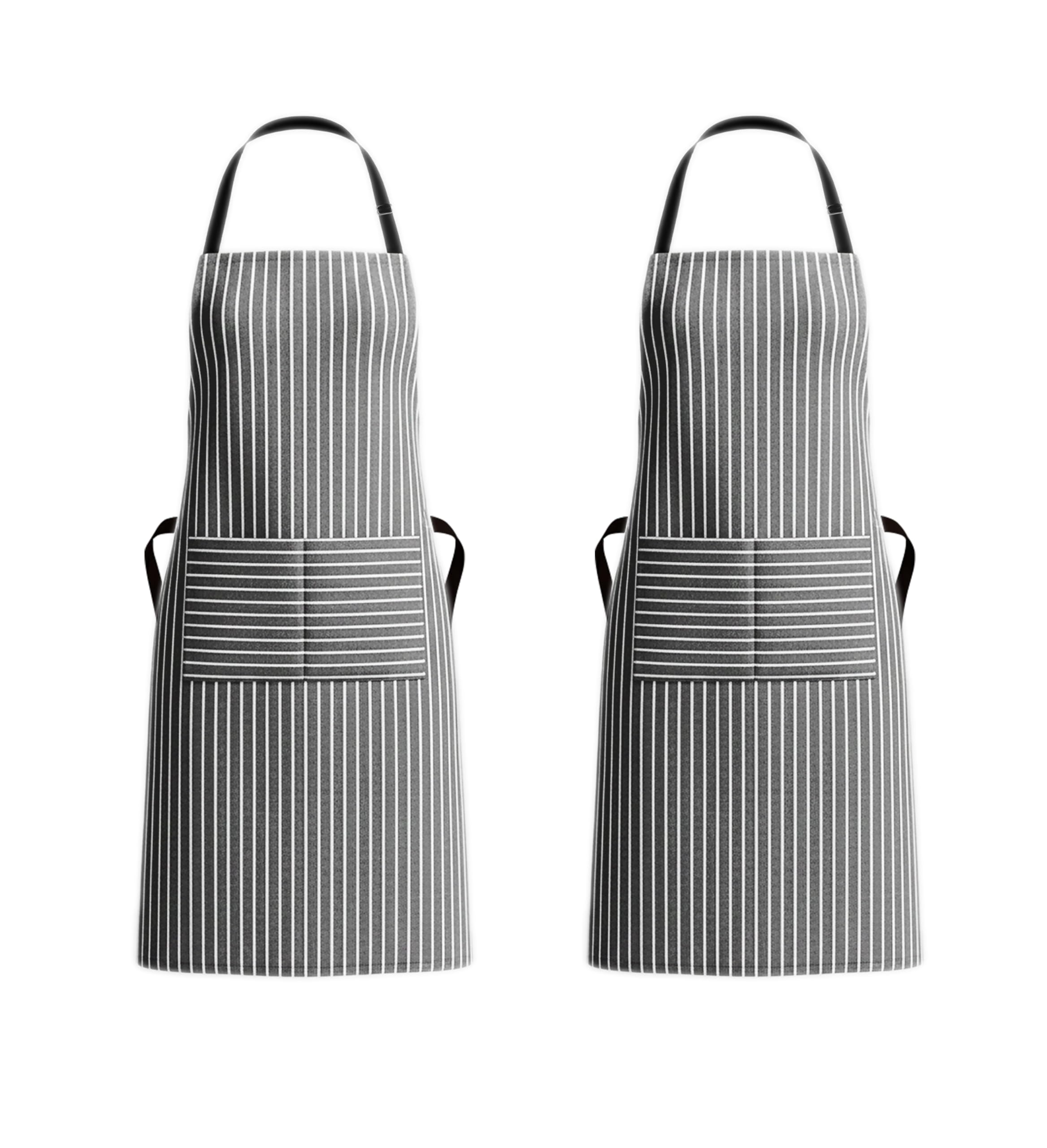 PurpleEssences striped apron front view shows protective coverage for home cooks and staff