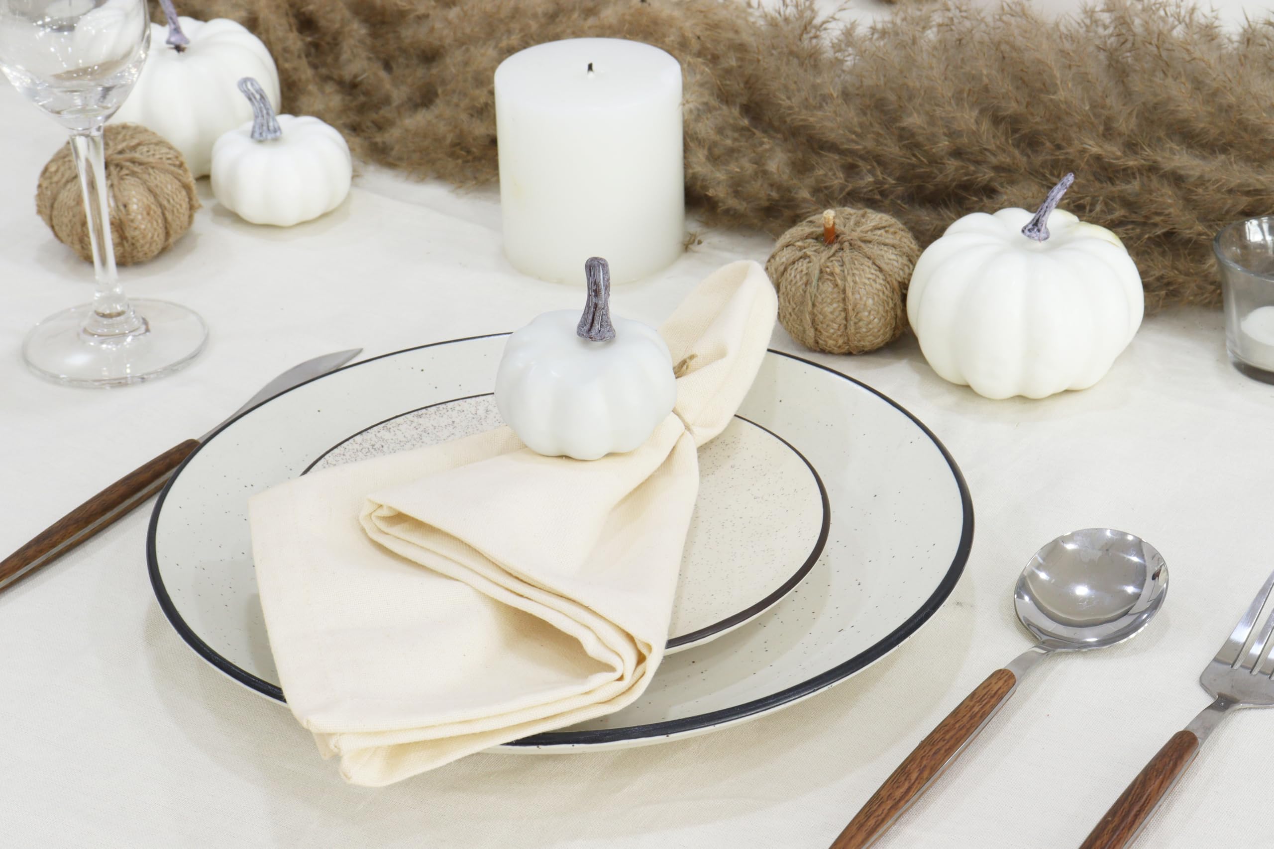PurpleEssences farmhouse-style napkins in cream offer soft inviting texture for holiday tables
