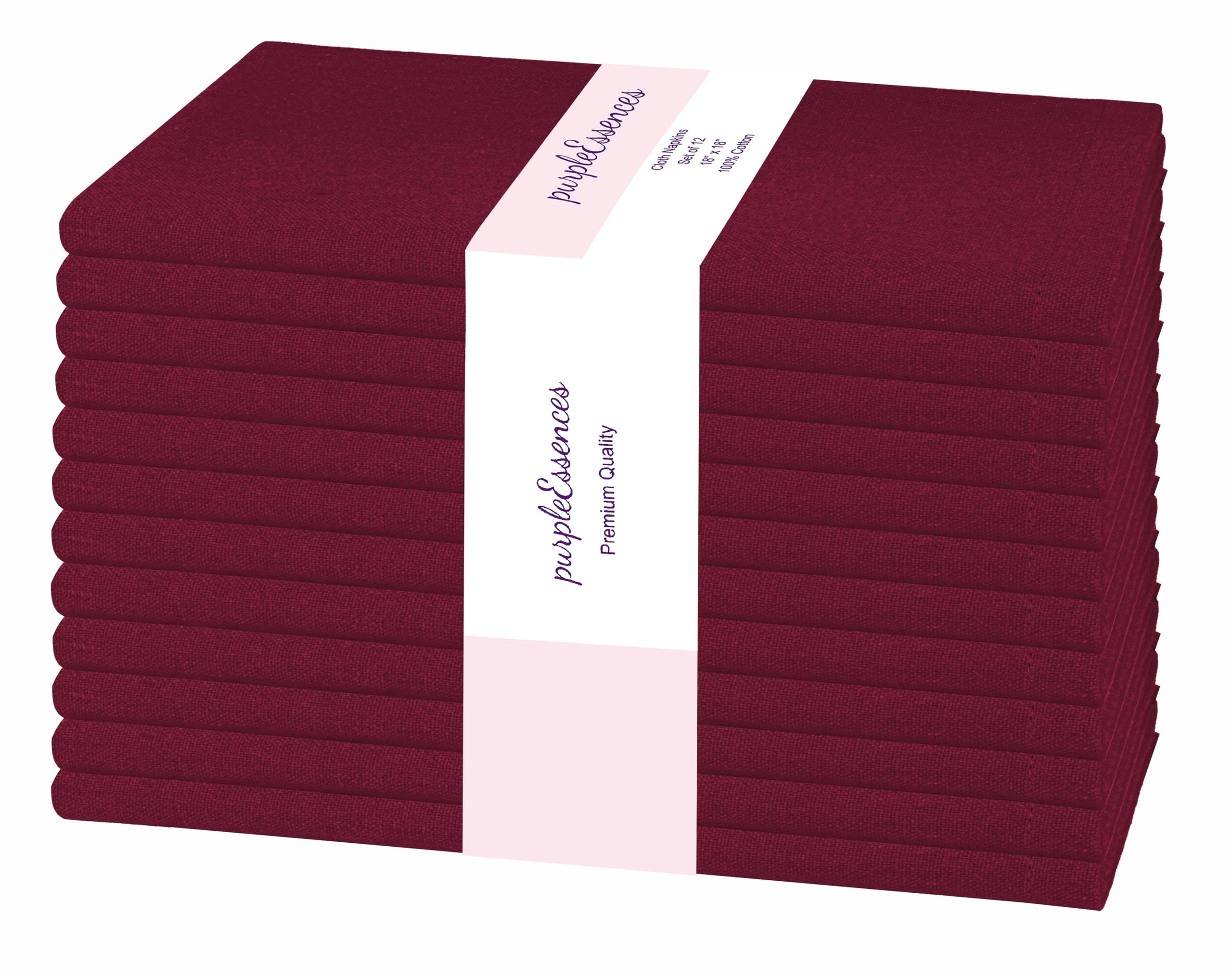 PurpleEssences napkins 12-pack in burgundy show everyday durability.