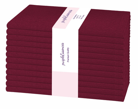 PurpleEssences napkins 12-pack in burgundy show everyday durability.