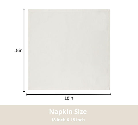 PurpleEssences napkins 18x18 cream flatlay emphasizing durable fabric for everyday meals
