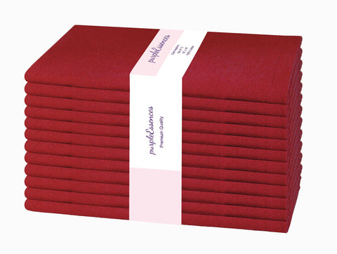 PurpleEssences napkins red folded, showcasing soft cotton texture for elegant everyday dining