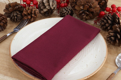PurpleEssences burgundy napkins close-up highlights rich weave and premium texture.