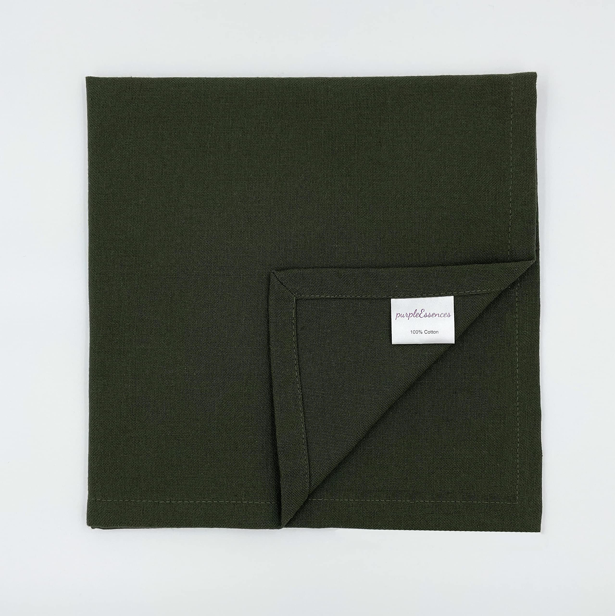 PurpleEssences olive-green napkins complement holiday table decor.