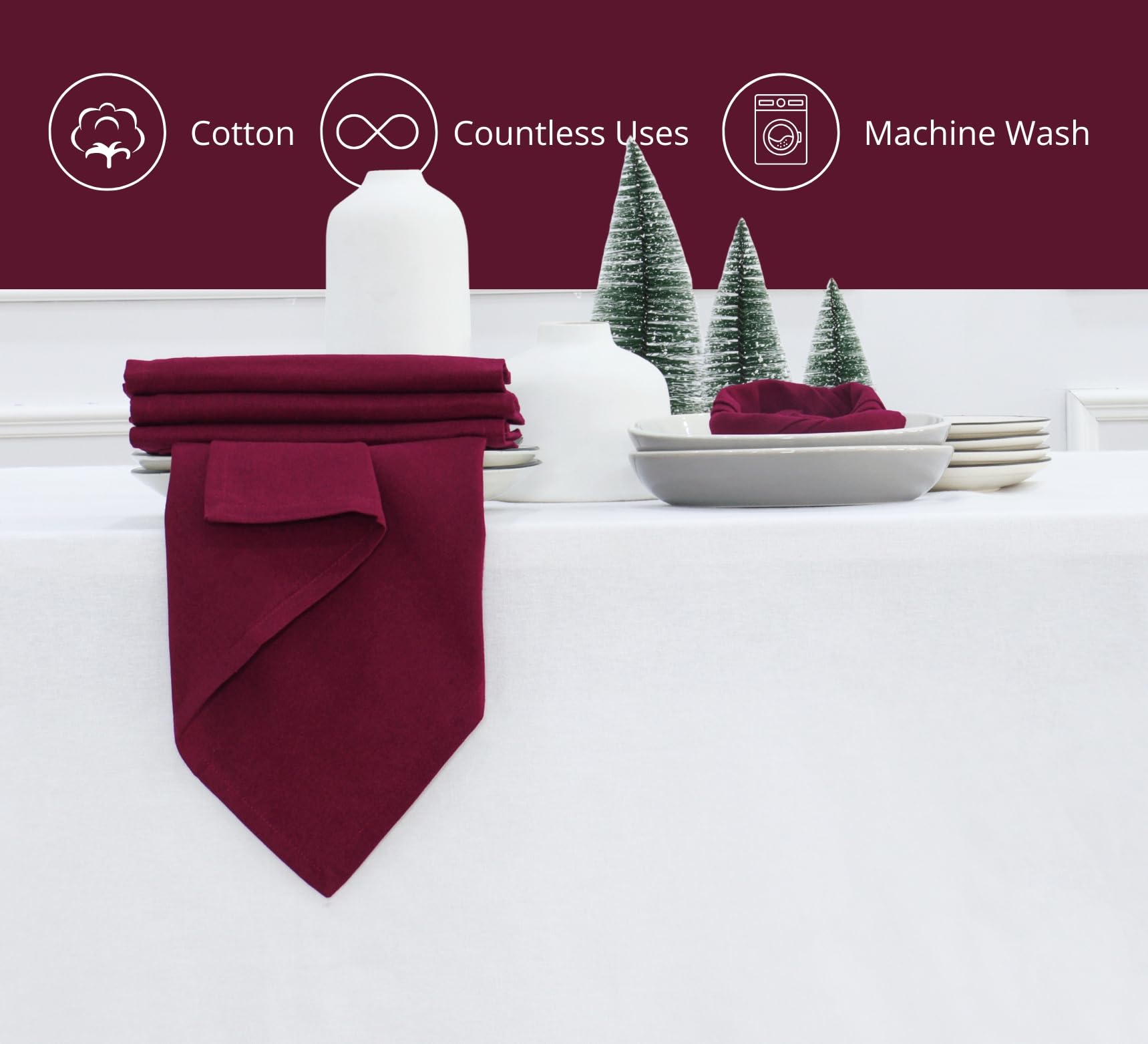 PurpleEssences napkin mitred edge detail adds refined style to table settings.