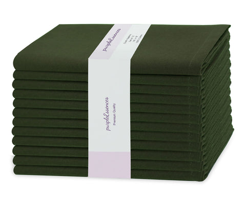 PurpleEssences olive-green napkins with neat hems for everyday dining.